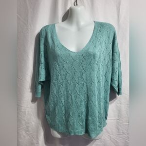 Grace Teal Knit Blouse, Size Small